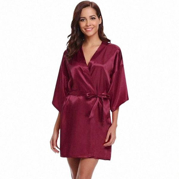 

women's sleepwear large size 3xl kimono bathrobe gown satin women silky nightgown intimate lingerie solid bride bridesmaid wedding robe, Black;red