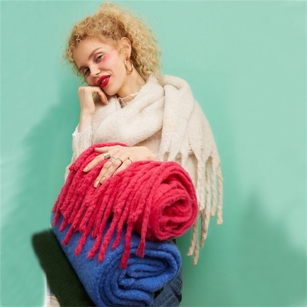 

scarves designer brand women s winter scarf ladies soild color cashmere warm shawls and wraps long tassels pashmina blanket 220914, Blue;gray