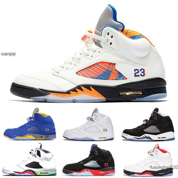

shoes 2022 original 5 basketball shoes 5s men fire red alternate grape blue suede international flight laney royal metallic silver oreo spac, Black
