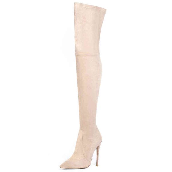 

boots mstapchi woman over knee elastic fabric botas mujer punch shoe high heels sock ladies party shoes 2022 220901, Black