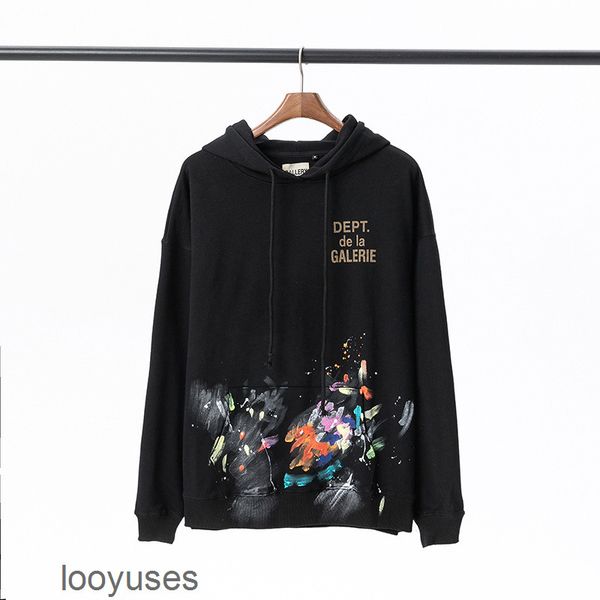 

hoodies mens designer galleryes dept hoodie high version hand-painted graffiti splash old letters printed, Black