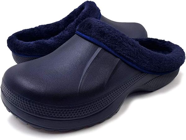 

winter warm plush slippers classic home outdoor lined clogs blue, Black