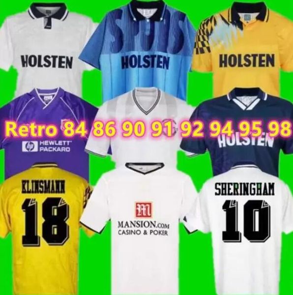 

tottenham retro soccer jersey 1982 1986 1990 1992 1994 1998 1999 spurs klinsmann gascoigne anderton sheringham 83 84 86 90 91 92 94 95 98 cl, Black;yellow