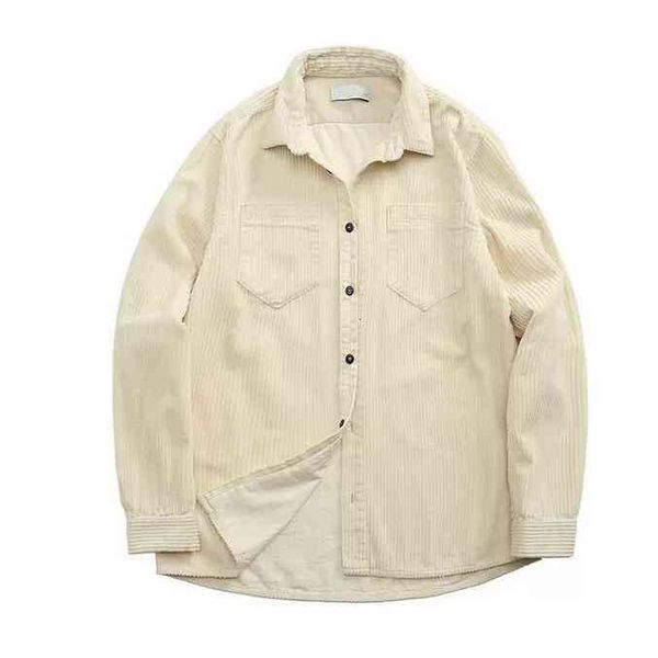

men's fleece men's shirts functional mens spring and autumn fashion brand casual coat corduroy long sleeve shirt large european am, Black