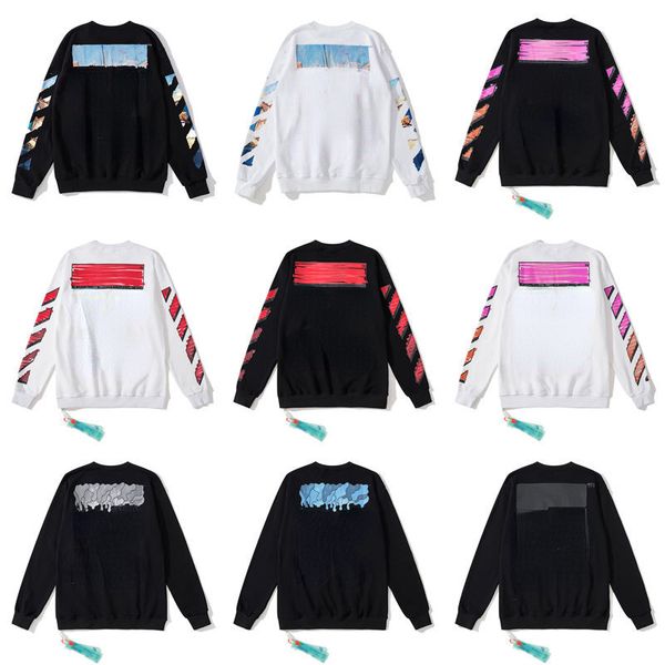 

hip-hop hoodie mens sweatshirt designer sweater off printed long-sleeved t shirt men women loose oversize pullover coat, Black