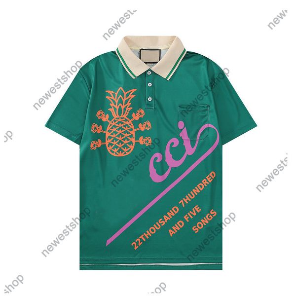 

2022 summer mens polo shirts mens designer luxury collar leter print tshirts fashion women fruits printing polos t-shirt casual tshirt tee, White;black