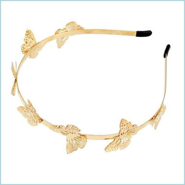 

headbands new wholesale price fashion simple gold plated butterfly shape hairband hair jewelry for girl accessories 1370 d3 drop deli dh8ro, Silver