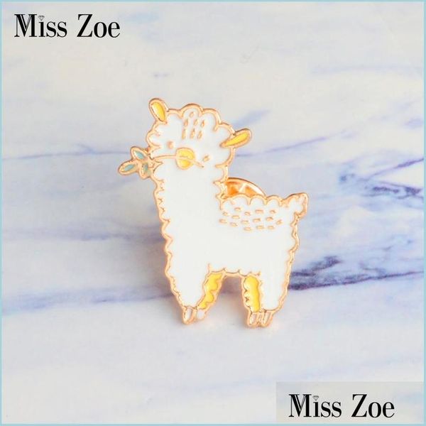 

pins brooches miss zoe schaapje emaille pins dier mooie alpaca broche knop pin denim jeans revers badge cartoon sieraden jewelshops dhjz2, Gray