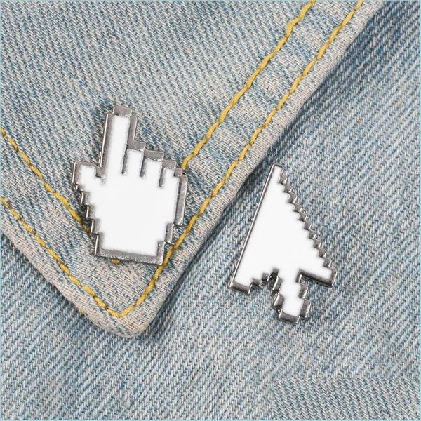 

pins brooches cursors enamel pin mouse arrow hand badge brooch lapel denim shirt collar white simple computer jewelry gif jewelshops dhg6w, Gray