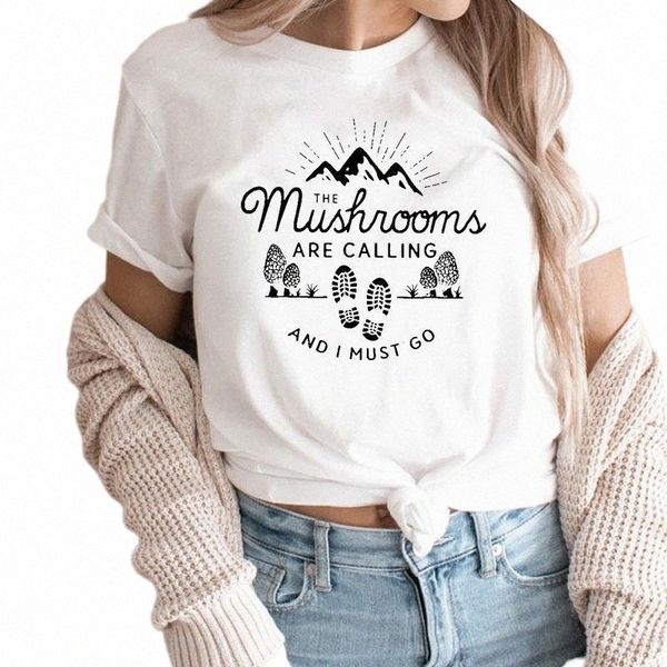 

the mushrooms are calling and i must go graphic t shirts mountain printed christian t-shirts gothic clothes girls summer r6dm#, White
