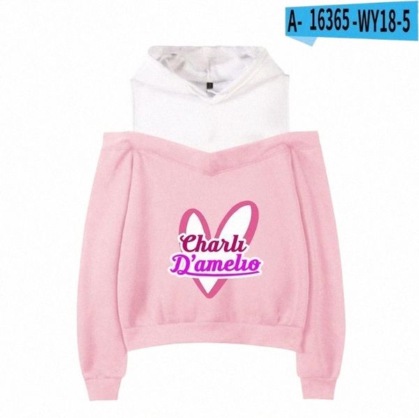 

girl's kpop hoodies sweatshirt off-shoulder women teenage charlie damelio merch juice print pullover women's & sweats f4ed#, Black