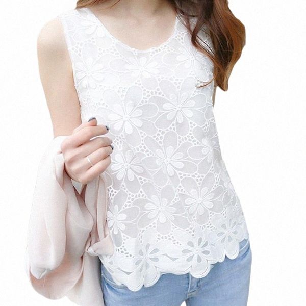 

vogorsean 2021 women blouse shirt summer white sleeveless elegant lace shoulder woman work lady plus size women's blouses & shirts p3h
