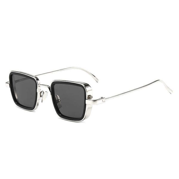 

sunglass2022 new indian sunglasses men s heavy edged metal box trend sunglasses 58157, White;black