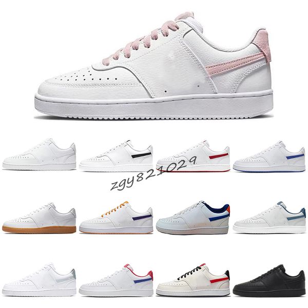 

new court vision designer shoes men women triple black white gum low sneakers sports trainers university red pn dust thunderstorm electro pu