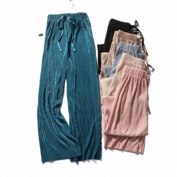 

trend simple fashion all-match wide-leg pants nine-point thin cropped trousers leggings nylon casual women's & capris f7fj#, Black;white