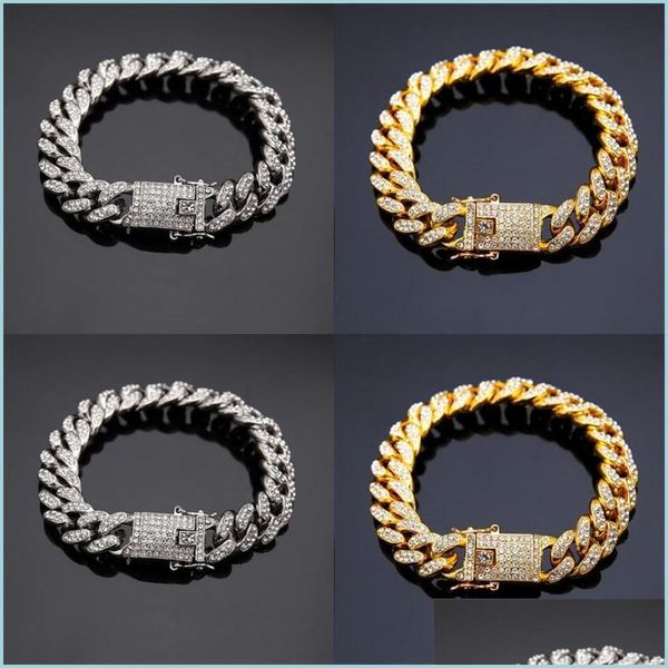 

tennis gold sier tennis bracelets diamond iced out chain miami cuban link bracelet mens hip hop jewelry 126 r2 drop delivery 2021 dhse dhf7s, Golden;silver