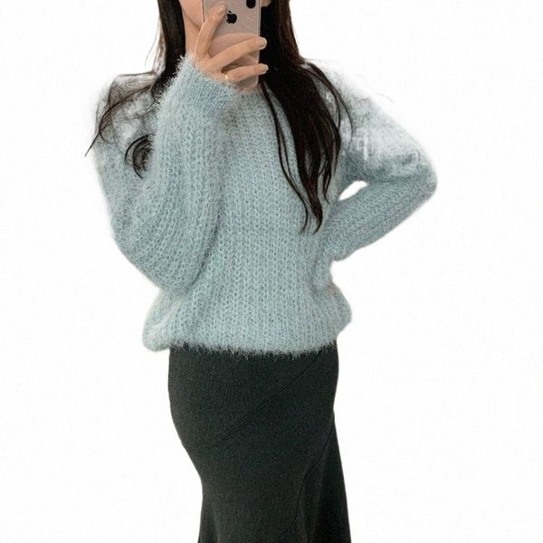 

alien kitty 2021 women pullover sweaters knitted female solid concise sweet loose elegant office lady casual all match q0bt#, White;black