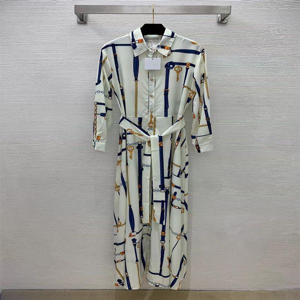 

milan runway dresses 2022 spring summer lapel neck print panelled women's designer dress brand same style skirts 1229-1290f, Black