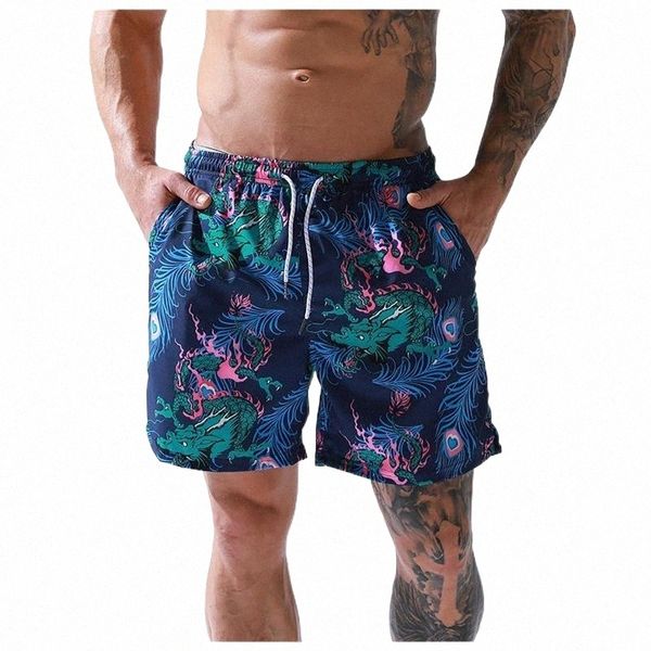 

men's shorts mensummer beach short print elastic waist quick dry breathable pocket style pattern men summer 2021 vacation 39oo#, White;black