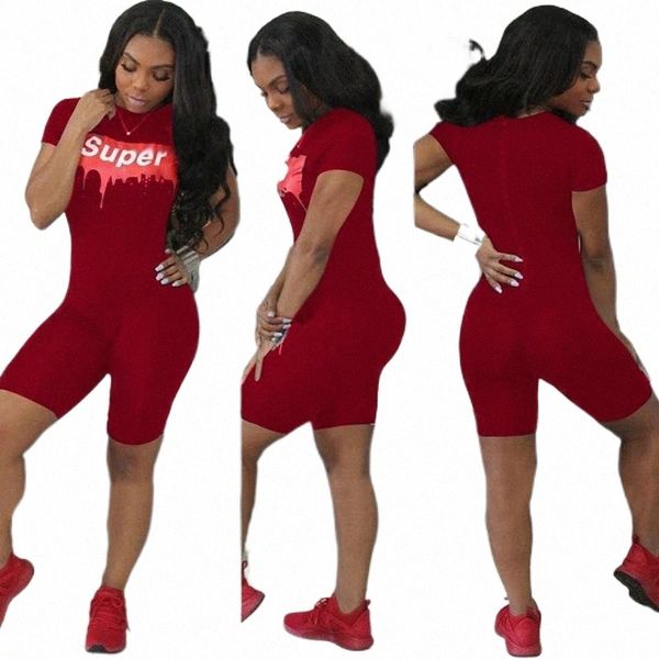

super letter print jumpsuit women summer rompers o neck short sleeve shorts playsuits sporting outfit tracksuits overall women's jumpsu, Black;white