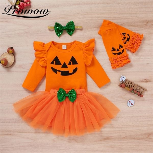 

clothing sets prowow pumpkin grimace baby halloween costume 4 pcs born bobysuitdress set festival party girls clothes infant outfits 220915, White