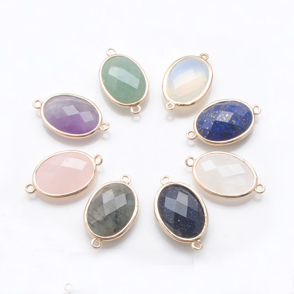 

faceted oval raw natural gem stone beads two buckle accessories for diy handcrafted earrings jewelry making bn402, Black