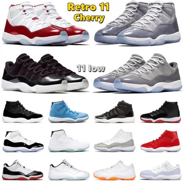 

11s basketball shoes men women cherry 72-10 low cool grey 25th anniversary bred pantone pure violet mens trainers sport sneakers