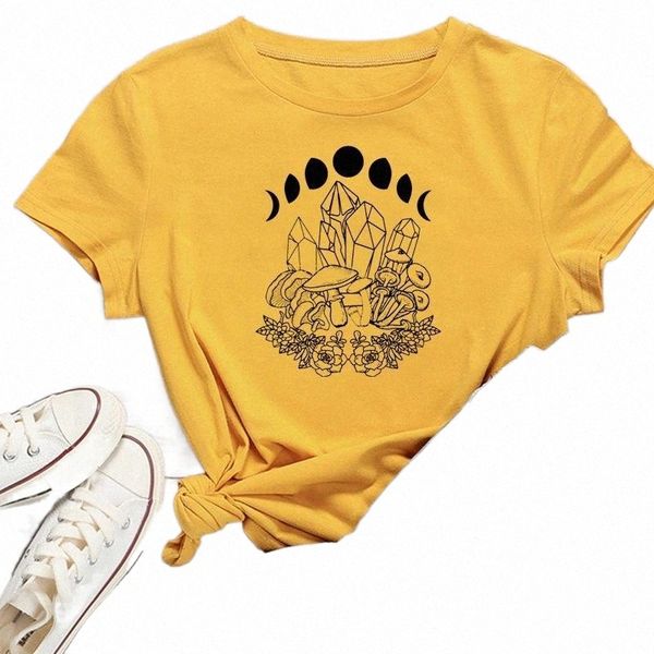 

mystical moon with snake t-shirt trendy moon phases witch tshirt camiseta fashion women crescent graphic tee shirt h8bf#, White