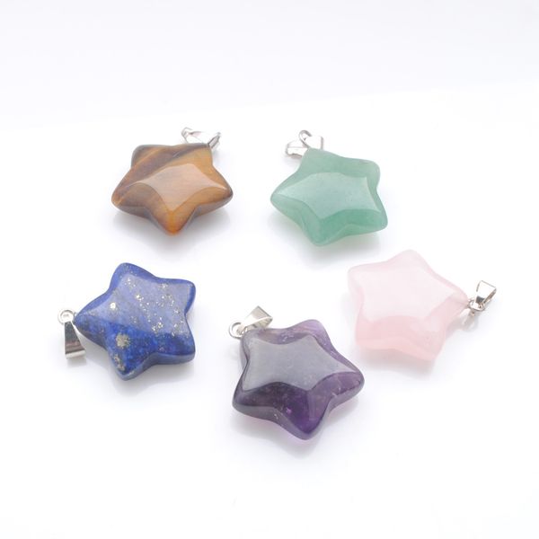 

natural gem star charms dangle pendants lapis lazuli amethysts rose quartzs opal beads for earrings jewelry making fashion bn403, Silver