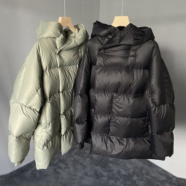 

women's down parka jacket fahion fluffy white duck cape hooded warm long leeved green 220915, Black