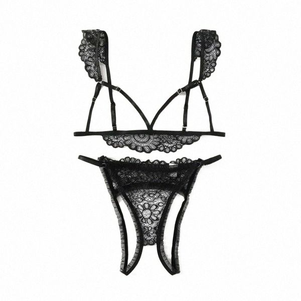 

fashion underwear open file dew perspective three-point temptation suit women's style europe and america bras s8rl#, Red;black