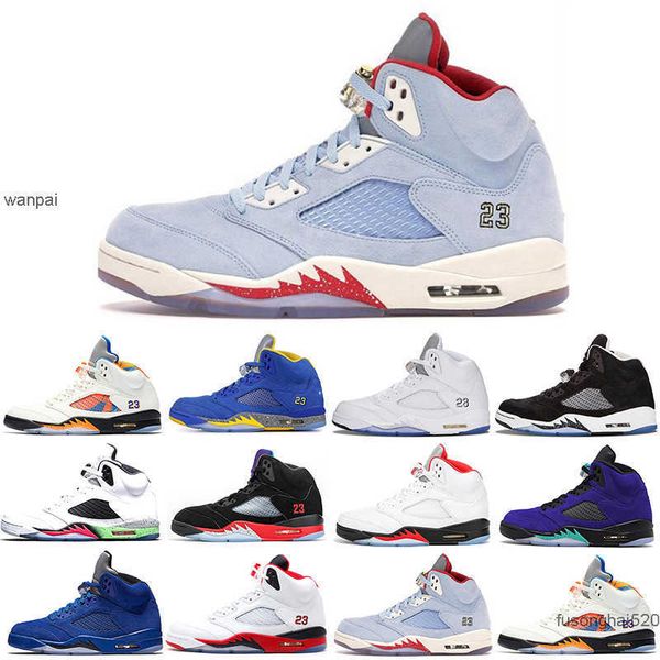 

shoes 2022 2021 popular men basketball shoes 5 5s alternate grape blue suede fire red international flight laney royal metallic silver oreo, Black