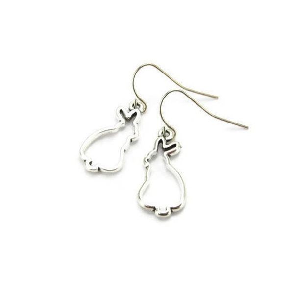 

dangle chandelier cute rabbit earrings silhouette hook hare bunny easter gift zoology jewelry breeder s gift idea 220914, Silver