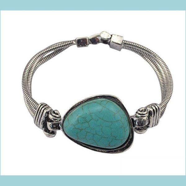 

link chain fashion bracelet turquoise retro hand jewelry women man chain bracelets vintage sier plated bangle party 8 4rq k2b drop d dhor1, Black