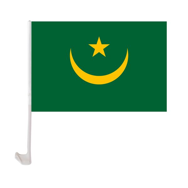 

mauritania car flag 30x45cm window clip mauritanian flags polyester uv protection car decoration banner with flagpole