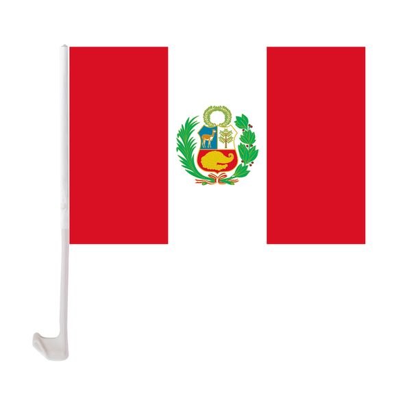 

peru car flag 30x45cm window clip peruvian flags polyester uv protection car decoration banner with flagpole