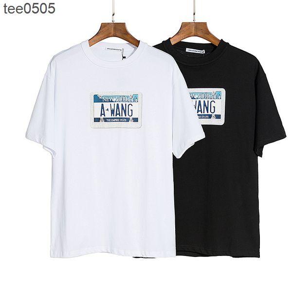 

21 summer diamond wang letter loose short sleeve round neck t-shirt for men and women, White;black