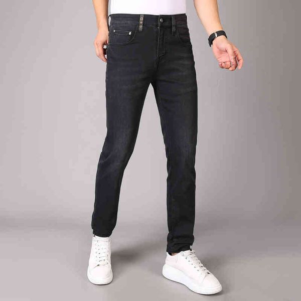 

jeans men's 2022 high end fashion brand jeans men's slim leggings elastic autumn and winter small straight pantstysx, Blue