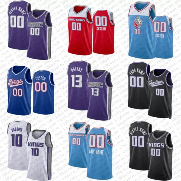 

custom basketball jerseys jason 55 williams 13 keegan murray de'aaron 5 fox domantas 10 sabonis sacramentos harrison barnes king malik, Black