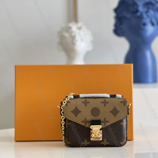 

10a tier 14cm mini metis chain bag mirror quality womens reverse brown flower canvas purse handbag luxury designer shoulder gold hardware bo