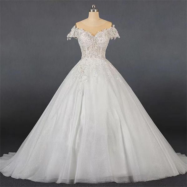 

sweetheart wedding dress one-shoulder trailing heavy industry beaded my070807, White