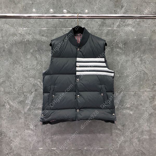 

thom winter men's jackets fashion brand down gray jacket vest matte nylon chest 4-bar stripe thick wholesale tb thermal vest, Black