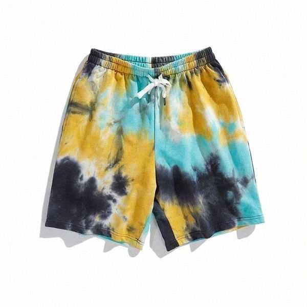 

sweat shorts tie dye plus size sweatpants pockets short pants summer cotton beach relax casual pant men's 83yv#, White;black