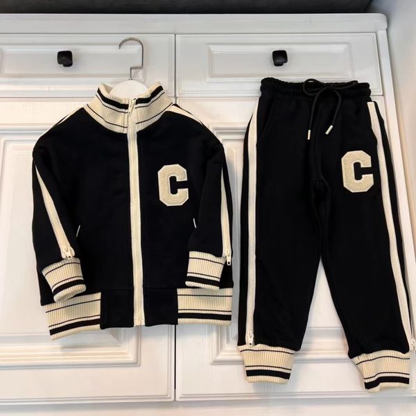 

autumn kid boy black clothing sets korea style fashion designer toddler baby girls white boutique clothes set 100-160cm