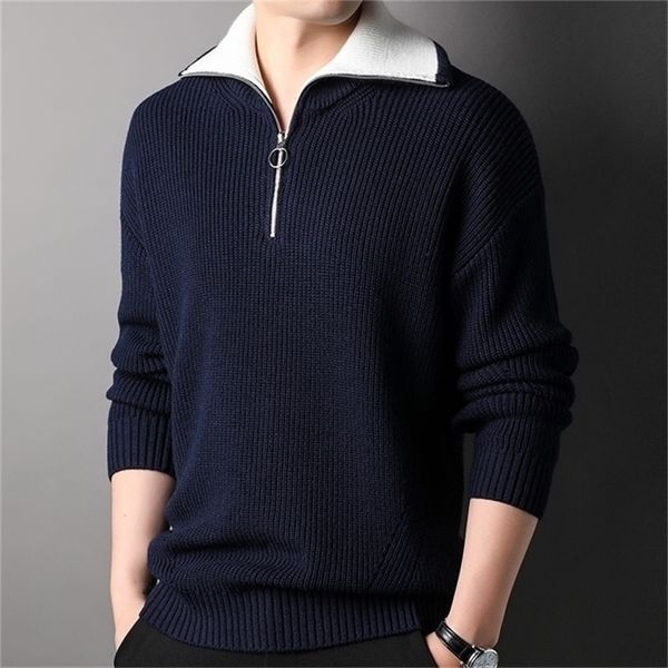 

mens sweaters mens sweaters winter woolen half turtleneck zipper for young and middleaged men padded thermal 220915, White;black