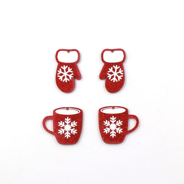 

dangle chandelier set of 10 35mm christmas gloves for earrings red glitter cup jewelry making accessories 220914, Silver