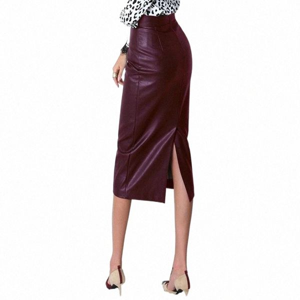 

a-line pick hip high shinny office lady slim waist 2021 pattern korean pu leather skirt women hentai solid skirts e6fd#, Black