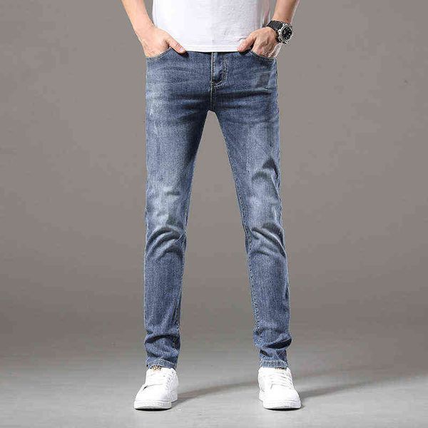 

jeans men's pants 2022 slim straight casual breathable and comfortable, Blue