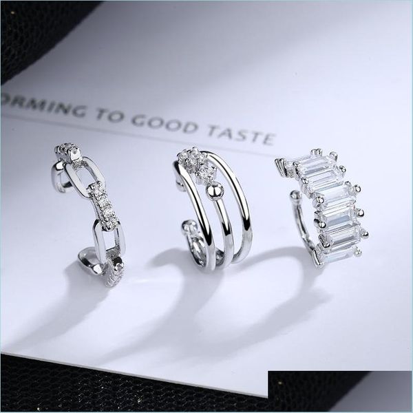 

ear cuff 1 pcs charming line zircon clip on earrings ear cuff without piercing earring jewelry 1210 e3 drop delivery 2021 dhseller2010 dhjqe, Silver