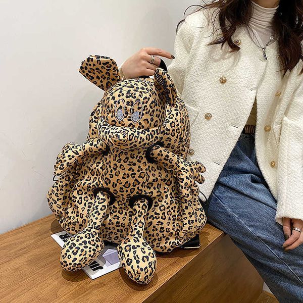 

designer cute cartoon mouse bag mens womans pu tote shoulder handbag messenger fashion luxurious leopard print new large capacity student fa